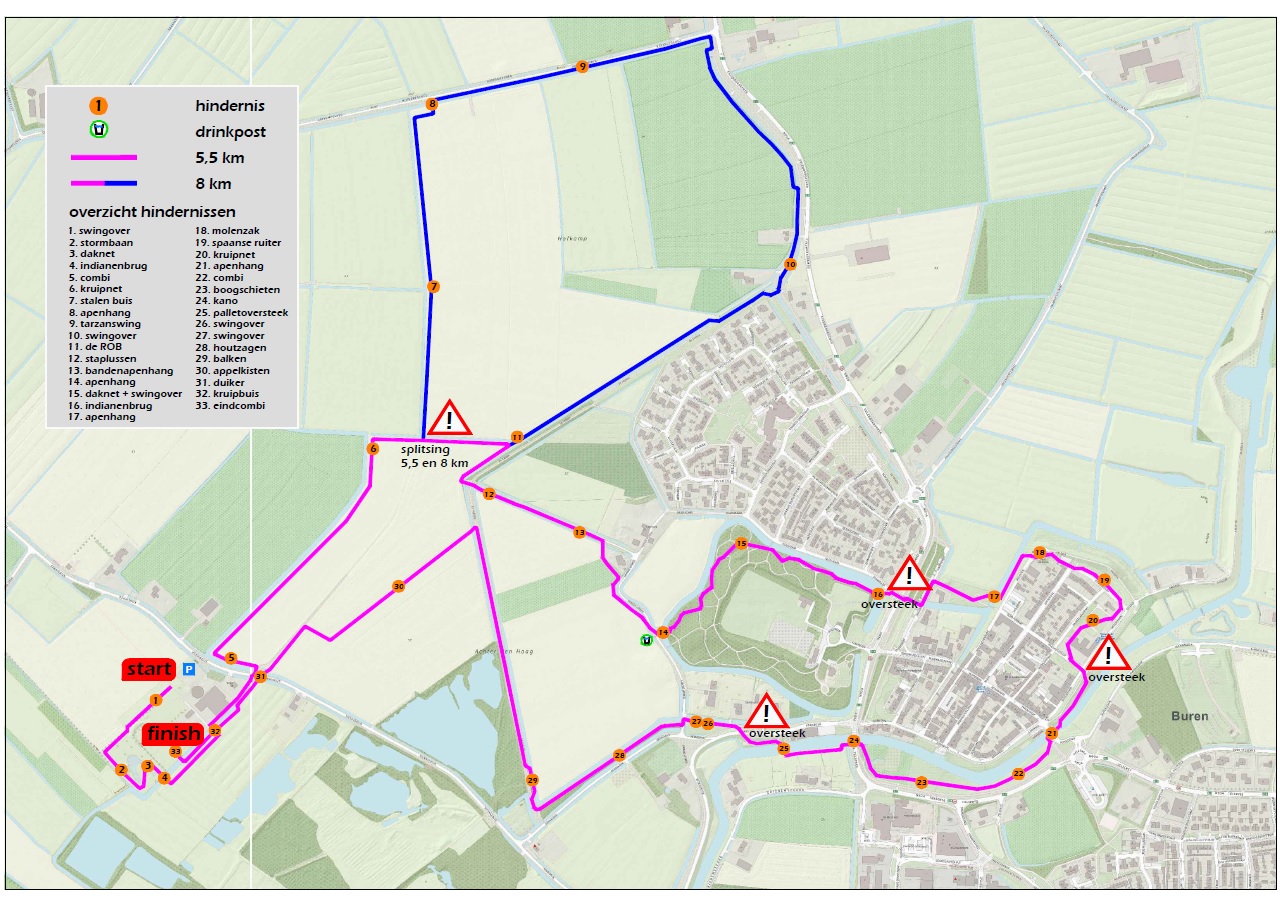 Bekijk hieronder het parcours en hindernissen